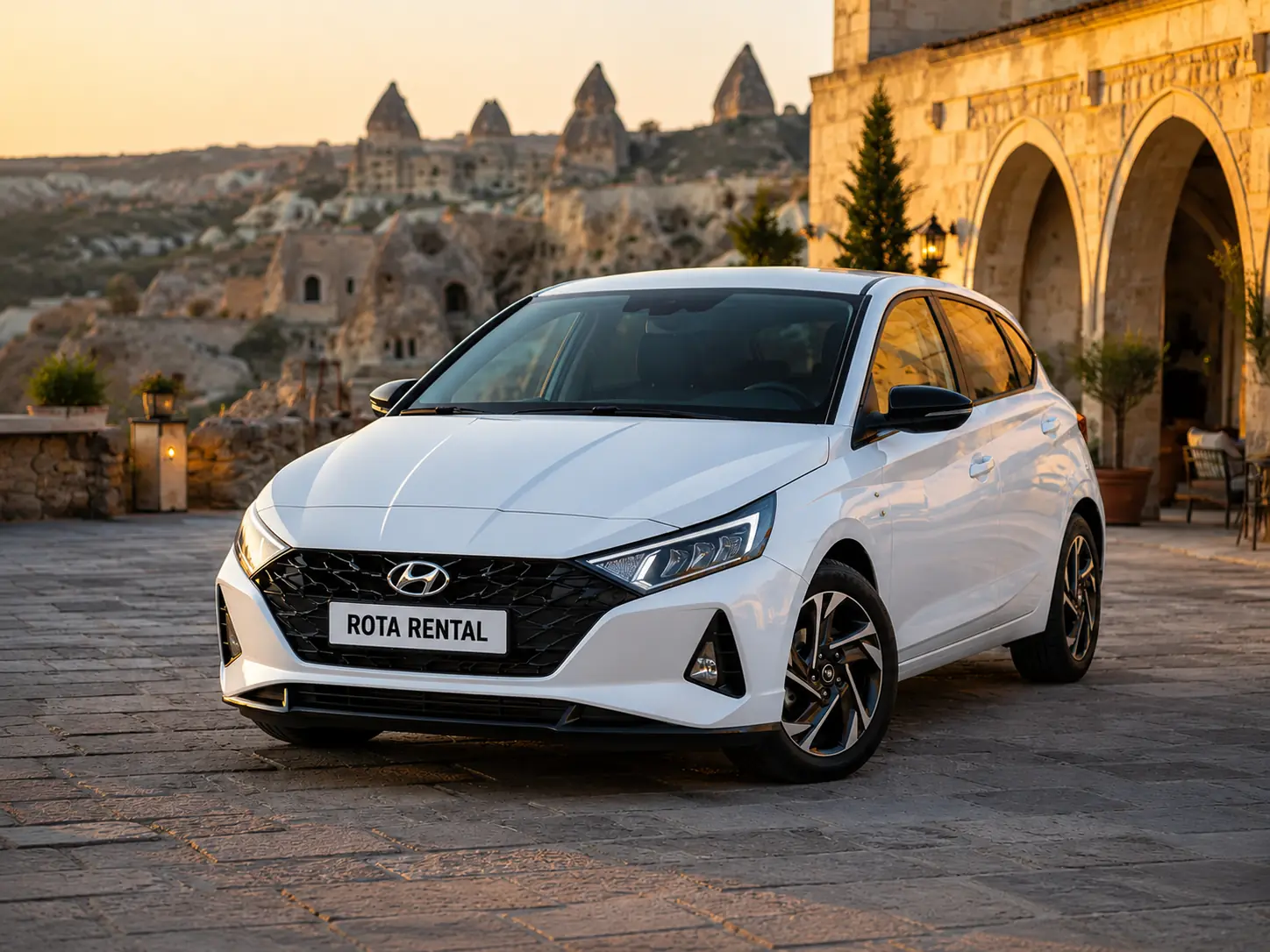 Hyundai i20 White Automatic available for Uchisar car rental