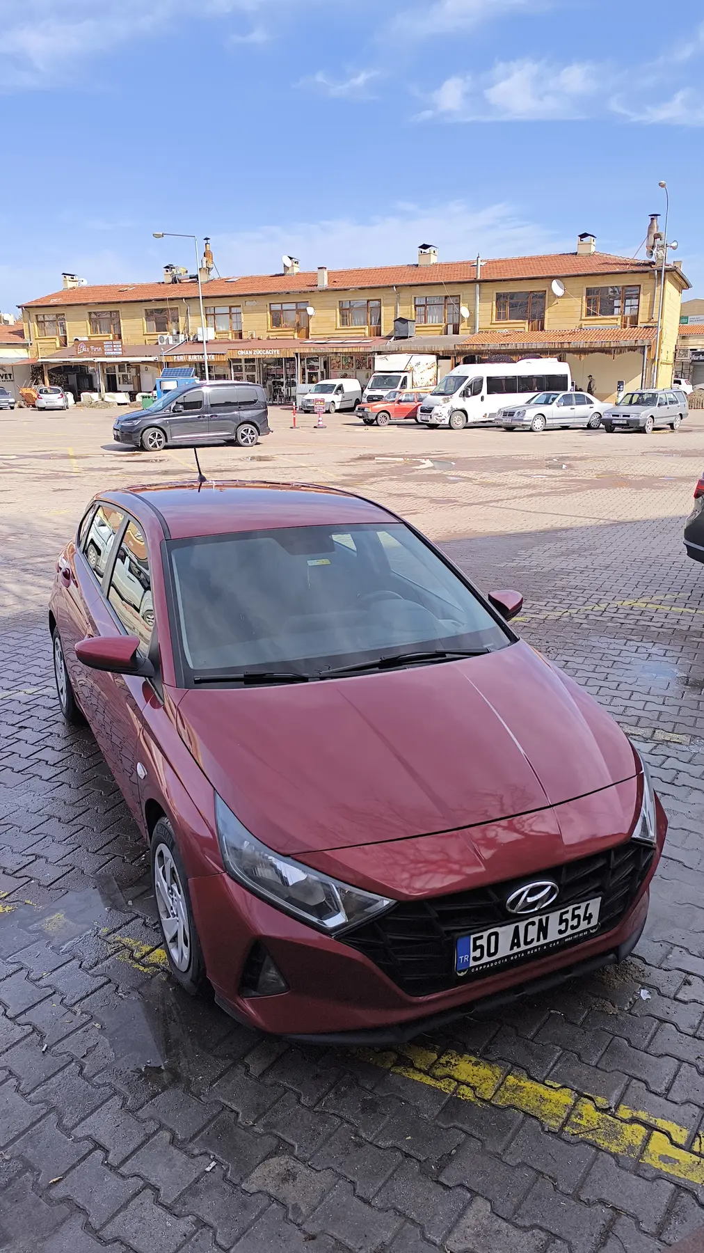 Street-side rental car business view